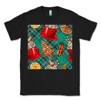 Black christmas hot chocolate and cookie seamless pattern Classic Tee - BundleAndBundleShop