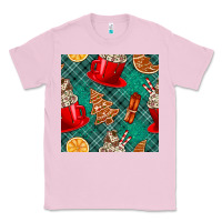 Bubblegum Pink christmas hot chocolate and cookie seamless pattern Classic Tee - BundleAndBundleShop