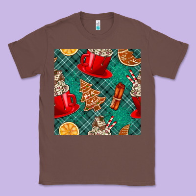 Christmas Hot Chocolate And Cookie Seamless Pattern Classic Tee Designed By Bundleandbundleshop