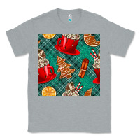 Heather Grey christmas hot chocolate and cookie seamless pattern Classic Tee - BundleAndBundleShop