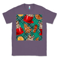 Lavender christmas hot chocolate and cookie seamless pattern Classic Tee - BundleAndBundleShop