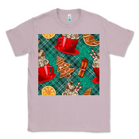 Lilac christmas hot chocolate and cookie seamless pattern Classic Tee - BundleAndBundleShop
