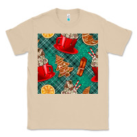 Mushroom christmas hot chocolate and cookie seamless pattern Classic Tee - BundleAndBundleShop