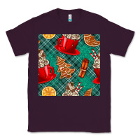 Plum christmas hot chocolate and cookie seamless pattern Classic Tee - BundleAndBundleShop