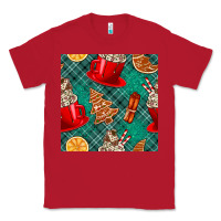 Red christmas hot chocolate and cookie seamless pattern Classic Tee - BundleAndBundleShop
