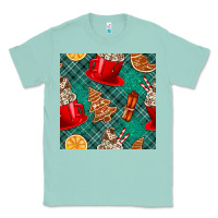 Seafoam christmas hot chocolate and cookie seamless pattern Classic Tee - BundleAndBundleShop