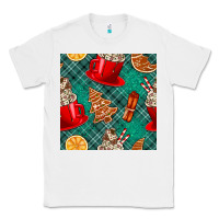 White christmas hot chocolate and cookie seamless pattern Classic Tee - BundleAndBundleShop