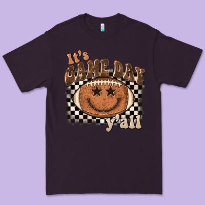 It's Game Day Y'all Football Smiley Face Premium Tee Designed By Barkaloodesign