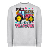 Heather Grey just a girl who loves tractors Heavyweight Sweatshirt - Zillion Design Studio
