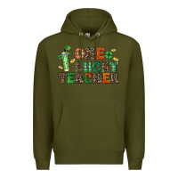 Army Green one lucky teacher Premium Hoodie - LillyAllenDesigns