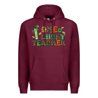 Burgundy one lucky teacher Premium Hoodie - LillyAllenDesigns