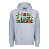 Heather Grey one lucky teacher Premium Hoodie - LillyAllenDesigns