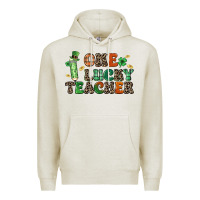 Oatmeal Heather one lucky teacher Premium Hoodie - LillyAllenDesigns