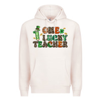 Pale Pink one lucky teacher Premium Hoodie - LillyAllenDesigns