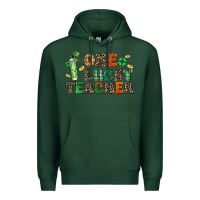 Sports Green one lucky teacher Premium Hoodie - LillyAllenDesigns