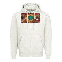 Oatmeal Heather western gemstone and leopard with serape licanse plate Zipper Hoodie - Artiststas