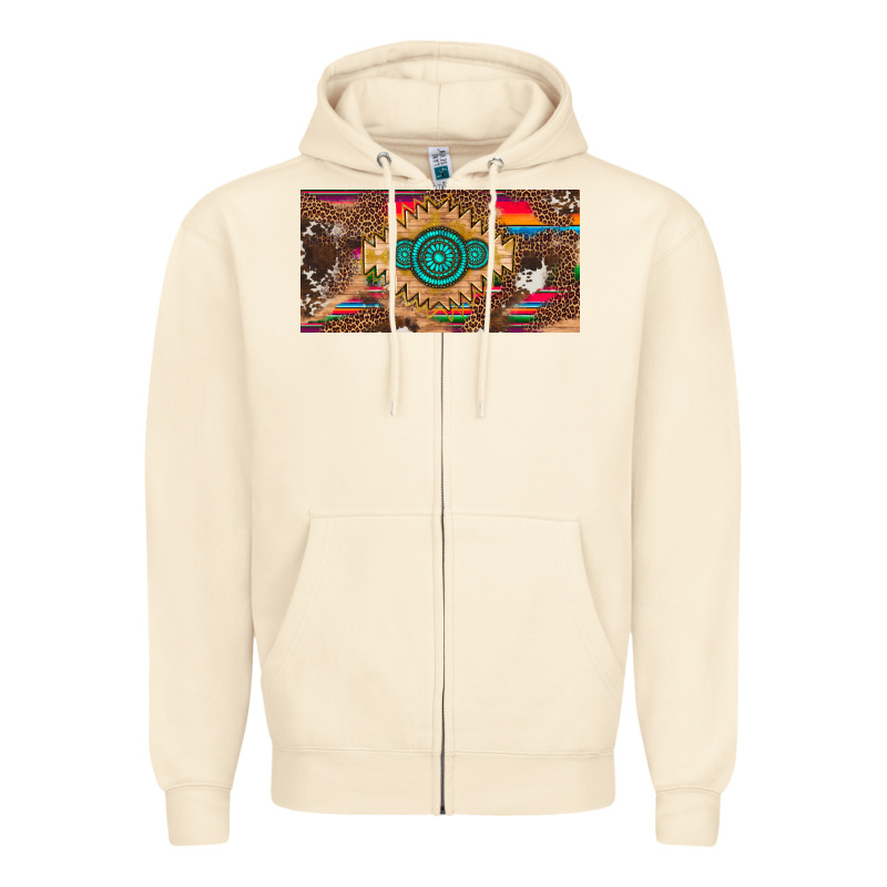 Western Gemstone And Leopard With Serape Licanse Plate Zipper Hoodie by Artiststas | Teevron