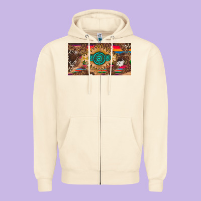 Western Gemstone And Leopard With Serape Licanse Plate Zipper Hoodie Designed By Artiststas