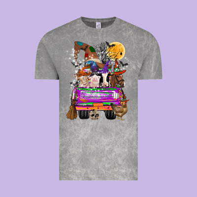 Hallloween Farm Animals Truck Vintage Tee Designed By Cowhidedigitalart