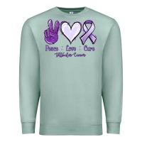 Seafoam Peace love cure Testicular Cancer Premium Sweatshirt - NancyCooperArtShop
