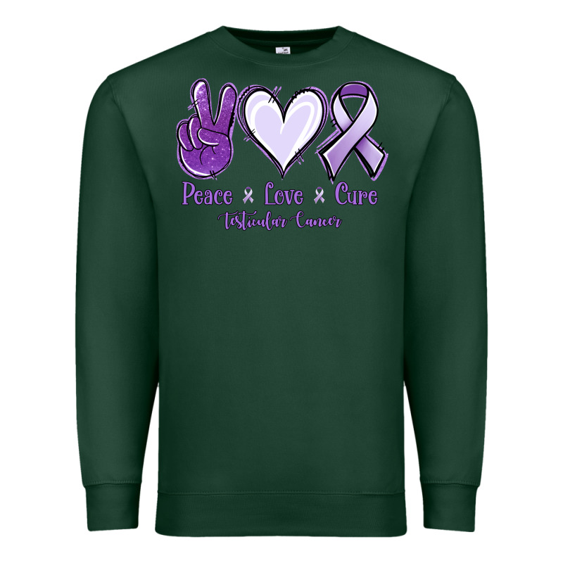 Peace Love Cure Testicular Cancer Premium Sweatshirt by NancyCooperArtShop | Teevron