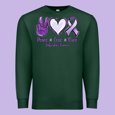 Peace Love Cure Testicular Cancer Premium Sweatshirt Designed By Nancycooperartshop