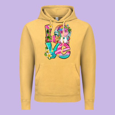 Love Summer Unicorn Vintage Hoodie Designed By Texasbilliewilder