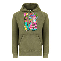 Vintage Olive love summer unicorn Vintage Hoodie - texasbilliewilder