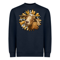Navy sunflower with goat Heavyweight Sweatshirt - RanaPortraitStore