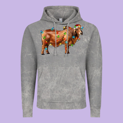 Brahman Bull With Christmas Lights Vintage Hoodie Designed By Ranaportraitstore