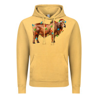 Vintage Mustard brahman bull with christmas lights Vintage Hoodie - RanaPortraitStore