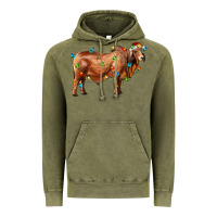 Vintage Olive brahman bull with christmas lights Vintage Hoodie - RanaPortraitStore