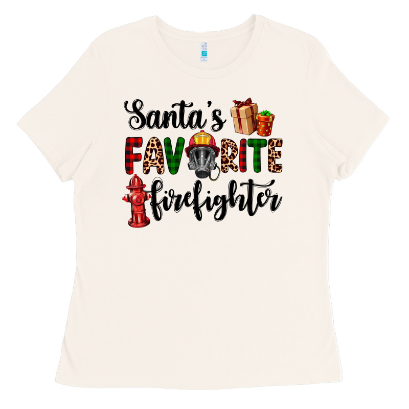 Santa's Favorite Firefighter Ladies Tee by AdoDesignShop | Teevron