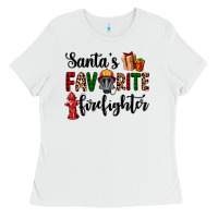 White santa's favorite firefighter Ladies Tee - AdoDesignShop