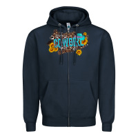 Navy western cowgirl and sunflower with hat and cowhide leopard Zipper Hoodie - Artiststas
