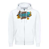 White western cowgirl and sunflower with hat and cowhide leopard Zipper Hoodie - Artiststas