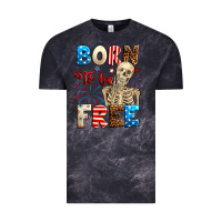 Cloud Black Born to be free with skeleton 4th of july Vintage Tee - Neo Western