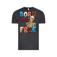 Vintage Black Born to be free with skeleton 4th of july Vintage Tee - Neo Western