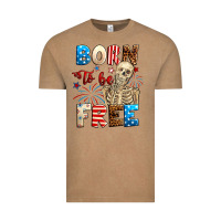 Vintage Coffee Born to be free with skeleton 4th of july Vintage Tee - Neo Western