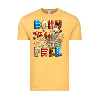 Vintage Mustard Born to be free with skeleton 4th of july Vintage Tee - Neo Western
