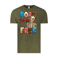Vintage Olive Born to be free with skeleton 4th of july Vintage Tee - Neo Western