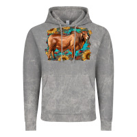 Cloud Rock brahman bull with aztec sunflower and leopard background Vintage Hoodie - RanaPortraitStore