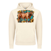 Vintage Artic brahman bull with aztec sunflower and leopard background Vintage Hoodie - RanaPortraitStore