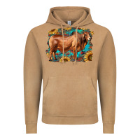 Vintage Camel brahman bull with aztec sunflower and leopard background Vintage Hoodie - RanaPortraitStore
