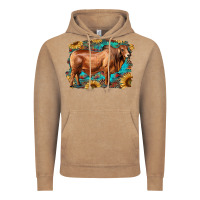 Vintage Coffee brahman bull with aztec sunflower and leopard background Vintage Hoodie - RanaPortraitStore