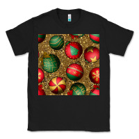Black christmas ornaments and leopard seamless pattern Classic Tee - BundleAndBundleShop