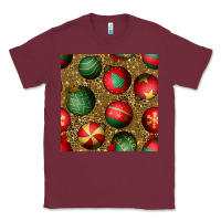 Burgundy christmas ornaments and leopard seamless pattern Classic Tee - BundleAndBundleShop