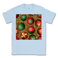 Dusty Blue christmas ornaments and leopard seamless pattern Classic Tee - BundleAndBundleShop