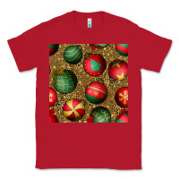 Red christmas ornaments and leopard seamless pattern Classic Tee - BundleAndBundleShop