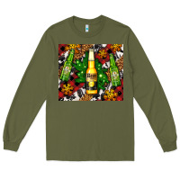 Army Green beer bottles with golden snow Long Sleeve Tee - AdoDesignShop